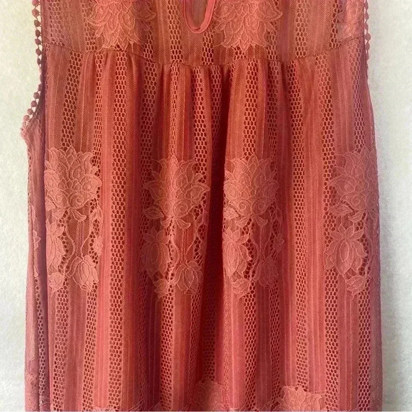 Worthington‎ Women's Guava Lace Halter Sleeveless Feminine Boho Blouse Size XL - Picture 10 of 13